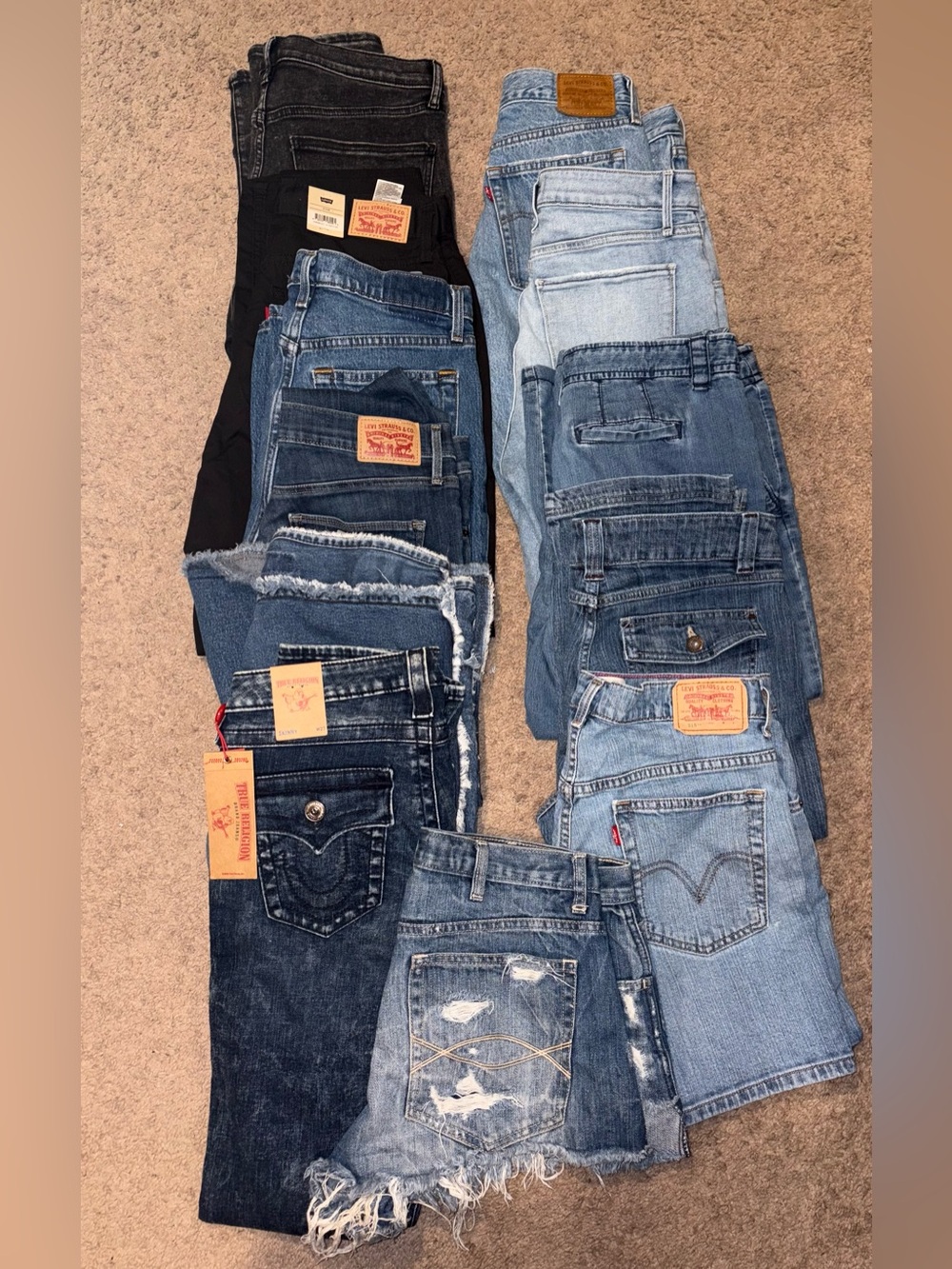 denim bundle featuring a mix of Y2K, vintage, and modern